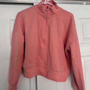 Fabletics Women's Pink Half-Zip crew neck